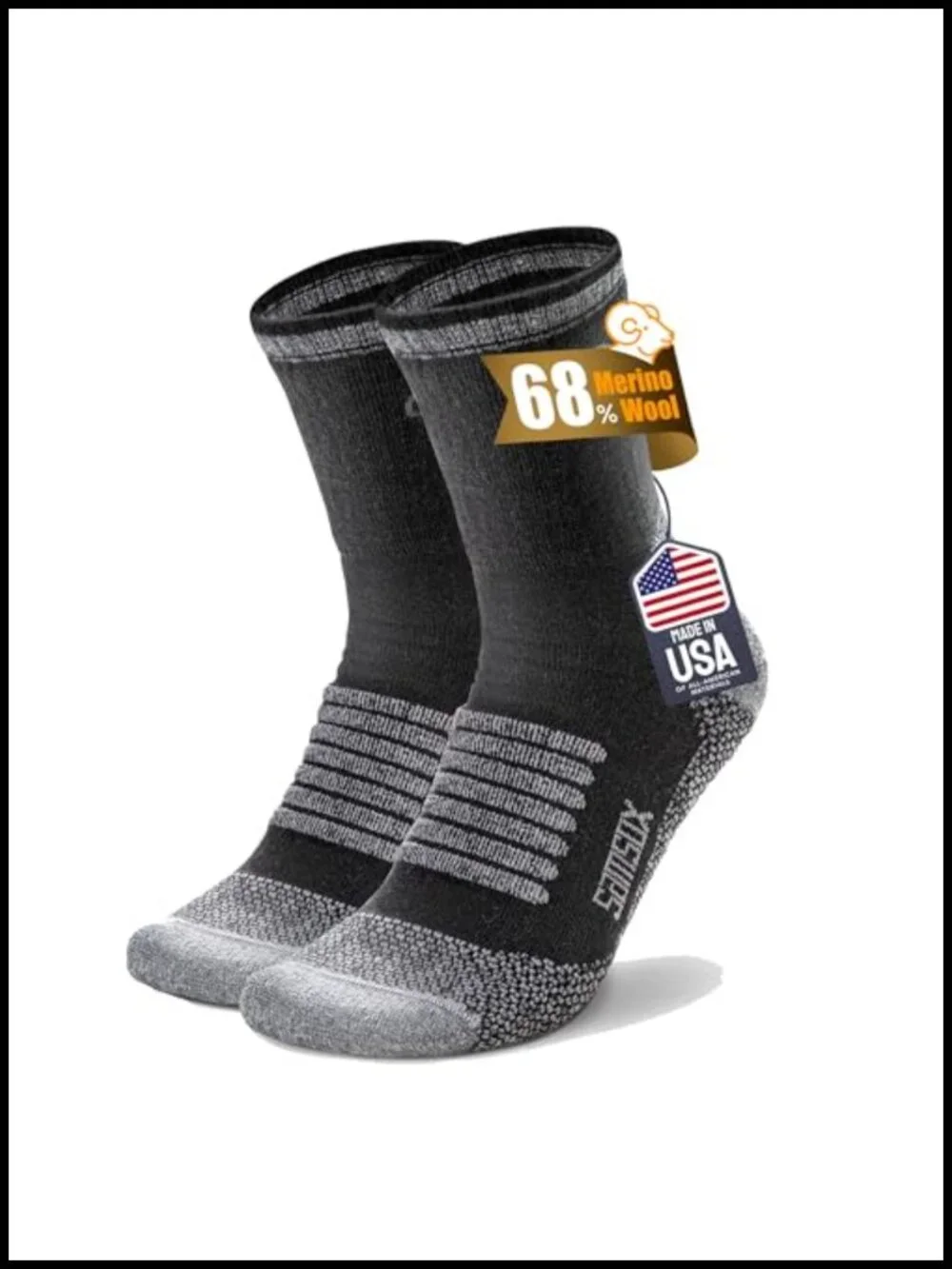 Merino Wool Hiking Socks, Lightweight 3/4 Crew, Moisture Wicking, Men & Women